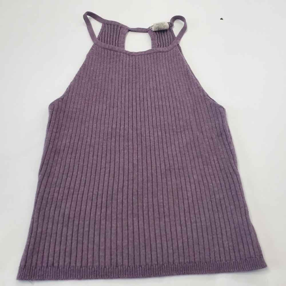 Essentials Full Tilt Ribbed Cropped Tank Purple